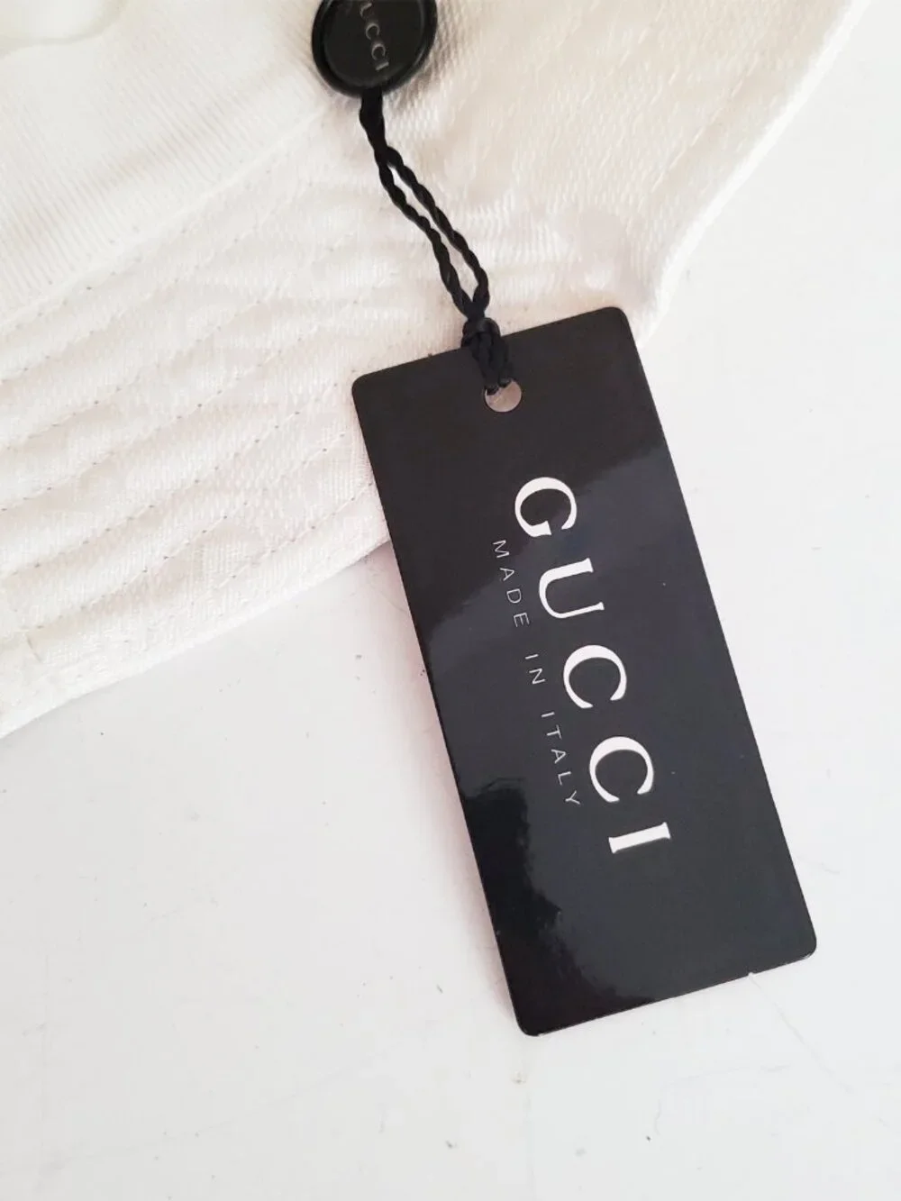 Gucci White GG Bucket Hat Vintage NWT Canvas Gold Hardware